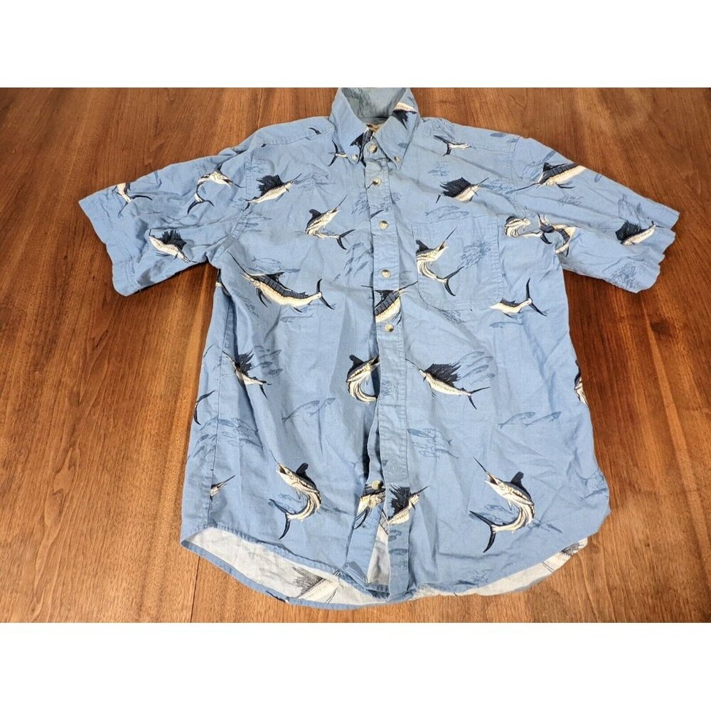 Joe Marlin Mens Outdoor Shirt Fishing Resort Beach Swordfish L